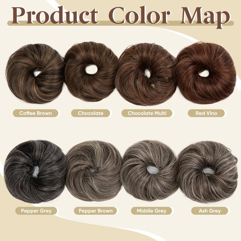 CJL HAIR 2PCs Small Cute Messy Bun Hair Piece for Thin Hair Women Mini Synthetic Curly Bun Scrunchies Updo Hairpieces for H32