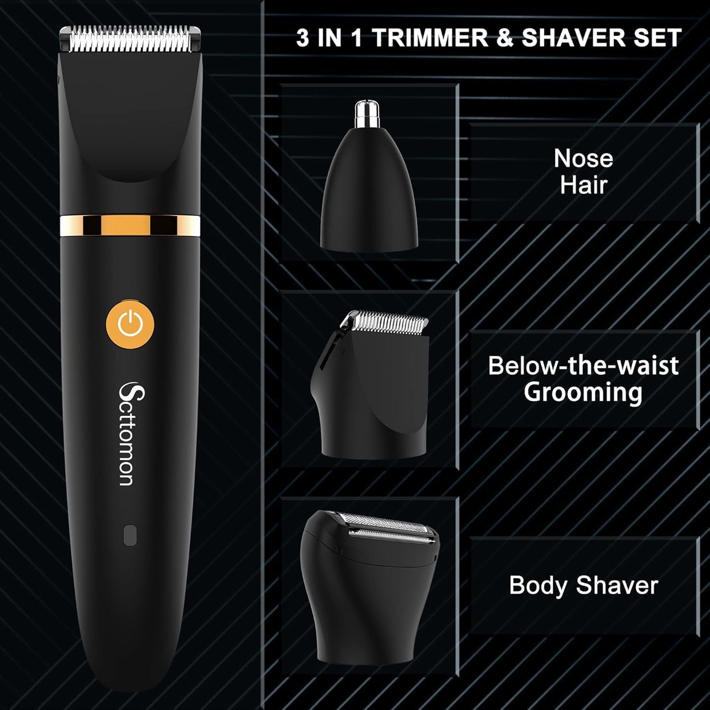 Scttomon Electric Groin Hair Trim Ball Trimmer for Men Body Shaver Below-The-Waist Groomer Nose Hair Trimmer Waterproof Cordless 3 in 1