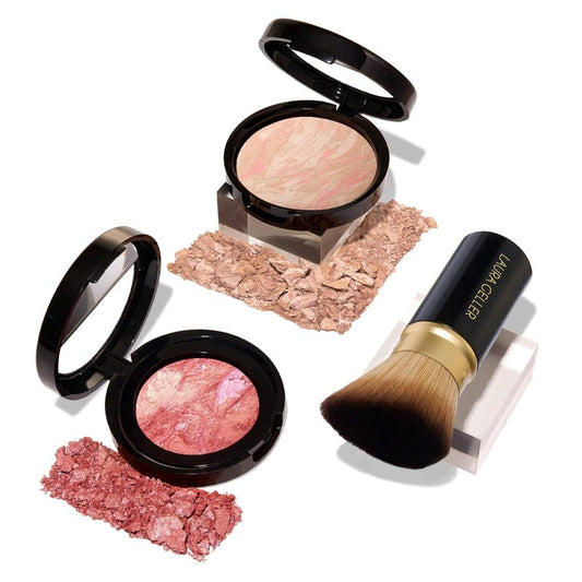 Laura Geller 40+ Club Blush-N-Balance 3pc Kit | Color Correcting Foundation & Blush Set - Porcelain & Tropic Hues
