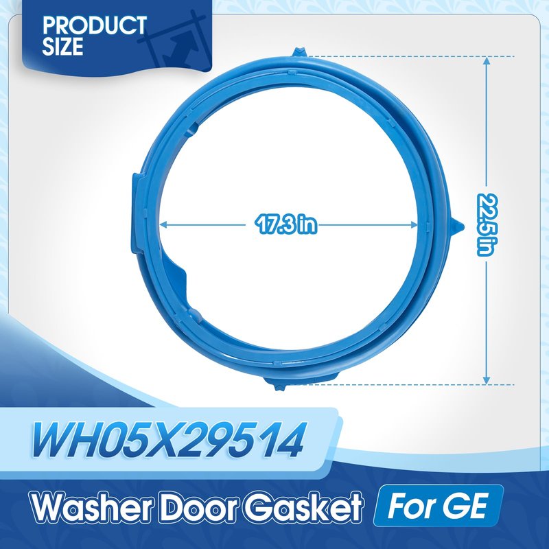 Salugre OEM WH05X29514 Washer Door Diaphragm, Rubber, Plastic, Replacement Clothes Washing Machine Door Gasket Seal for GE Washer, Door Boot Seal, AP6983547, PS12743601, EAP12743601