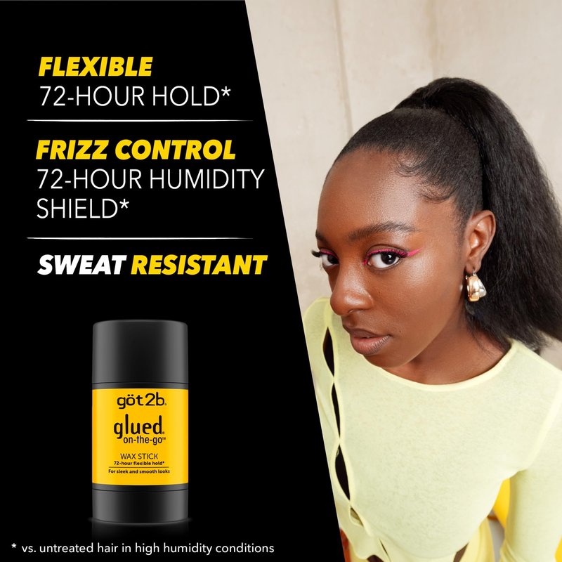 got2b glued on-the-go wax stick, 1.8oz, sleek and slick styles, style your hair without the crunch, helps control frizz