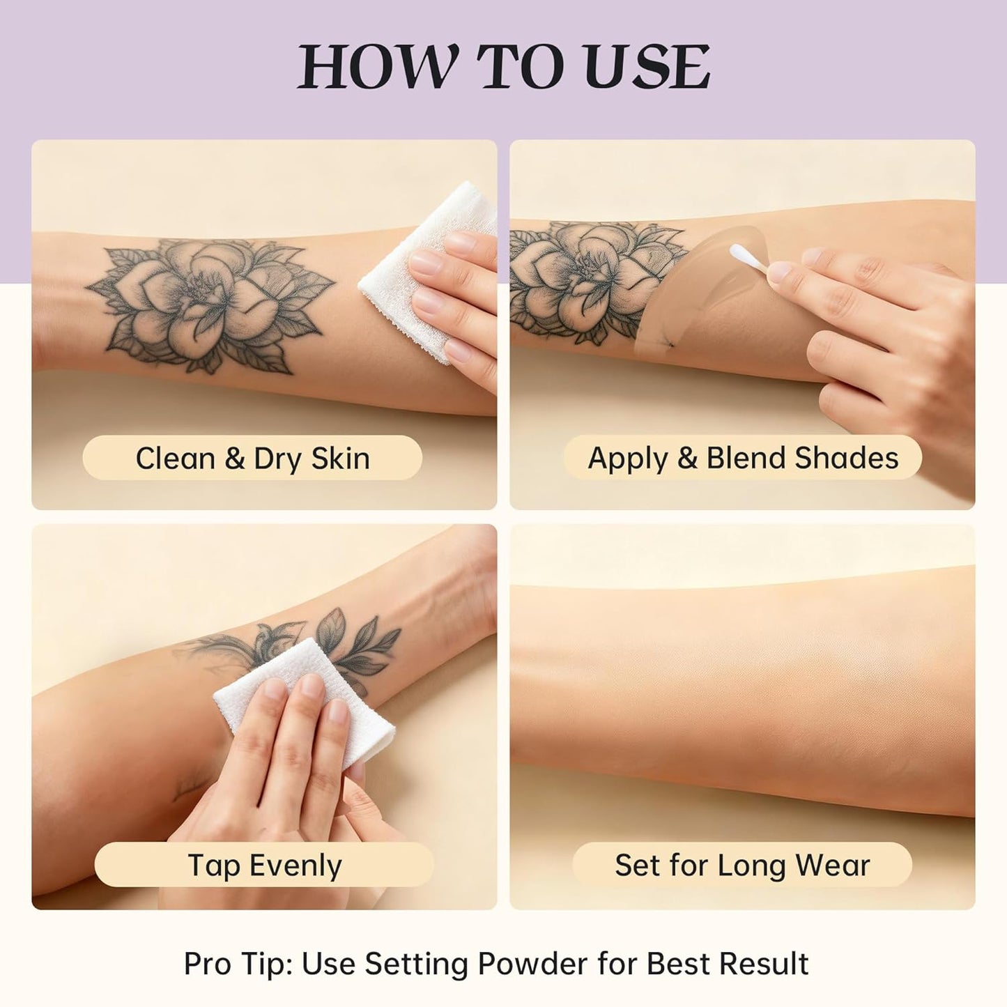 Tattoo Cover Up Makeup - Waterproof Full Coverage Concealer for Scars & Dark Spots | 2 Colors, 1.4oz