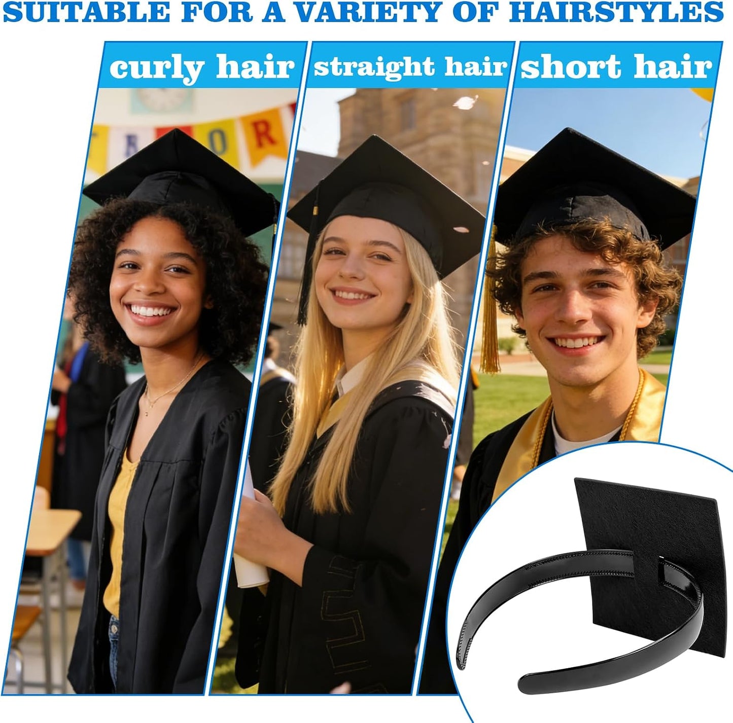 Graduation Cap Headband - Secure Fit Holder for Hairstyle | Class of 2026 Accessory