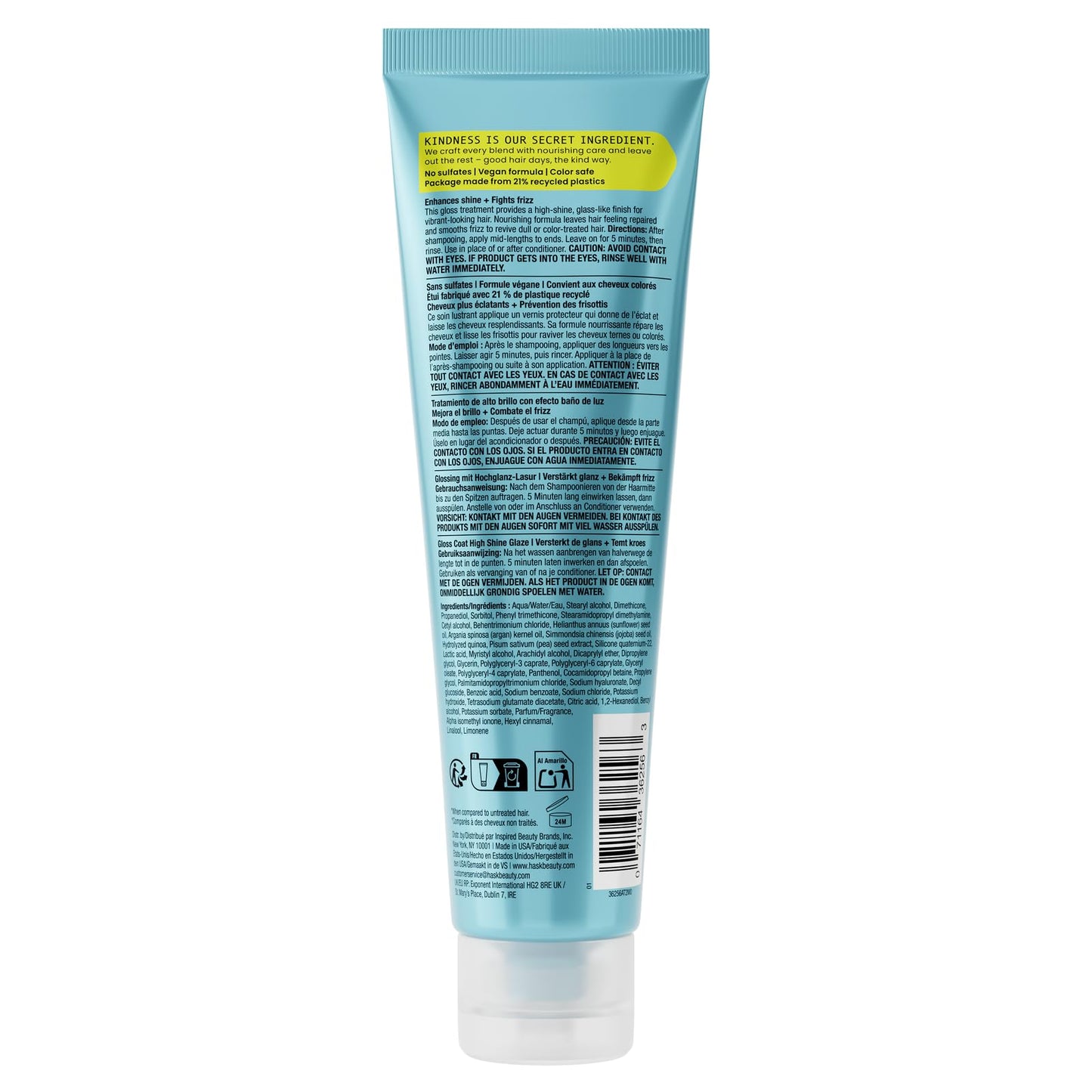 HASK Gloss Coat + Argan Oil High Shine Glaze | Glass Hair Shine, Smooths Frizz, 5 Minute Rinse Treatment | Sulfate, Paraben, & Cruelty Free, Color Safe, Vegan, 5 fl oz