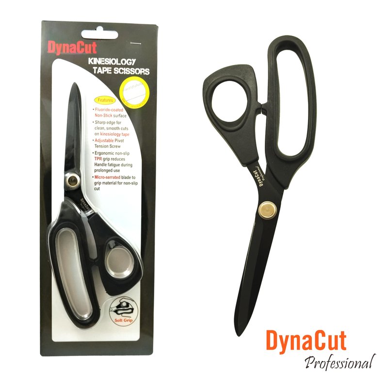 DynaCut Kinesiology Tape Scissors Non-Stick Fluorine Coated Stainless Steel Blades, Ergonomic TPR Soft Grip – Precision Gum-Free Cutting for Sports Taping, Athletic, Medical Tape, and First Aid Use