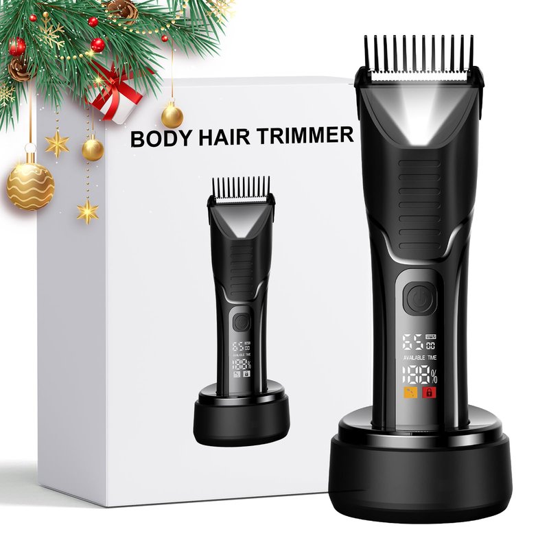 Body Hair Trimmer for Men - Pubic Hair Trimmer for Man - Electric Ball Shaver with LED Light - IPX7 Waterproof Wet/Dry Groomer kit for Groin -USB-C Rechargeable - Men's Pubic, Groin and Body Shave