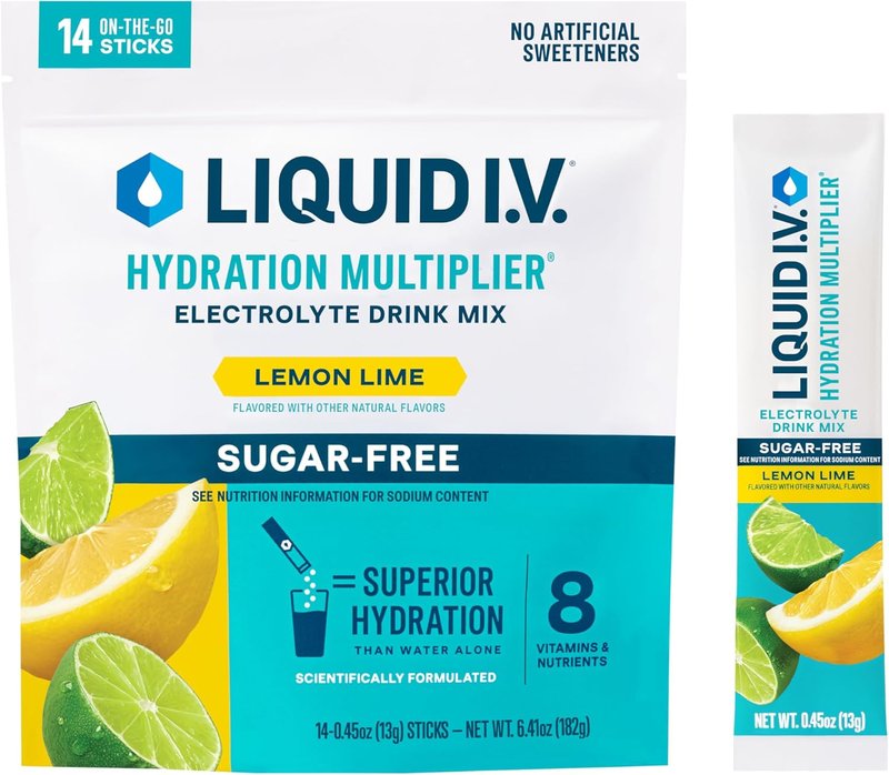 Liquid I.V. Hydration Multiplier - Sugar-Free Lemon Lime Electrolyte Powder | 14 Servings