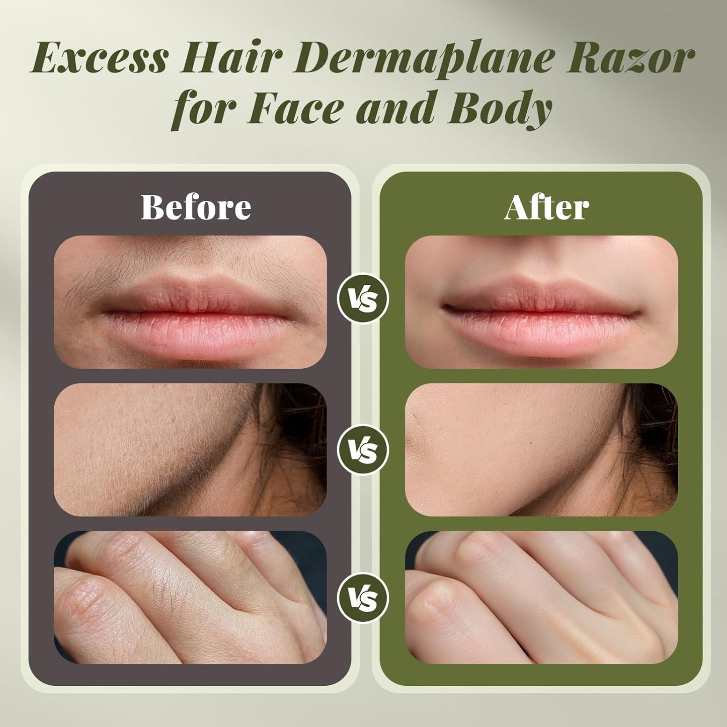 Dermaplane Razor for Women - Face Exfoliation Tool with 10 Replaceable Blades | Green