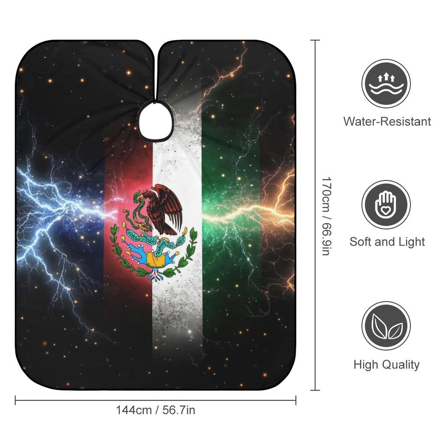 Professional Hairdressing Cape Large Unisex Barber Cape with Adjustable Closure Cool Lightnings Eagle Mexico Flag