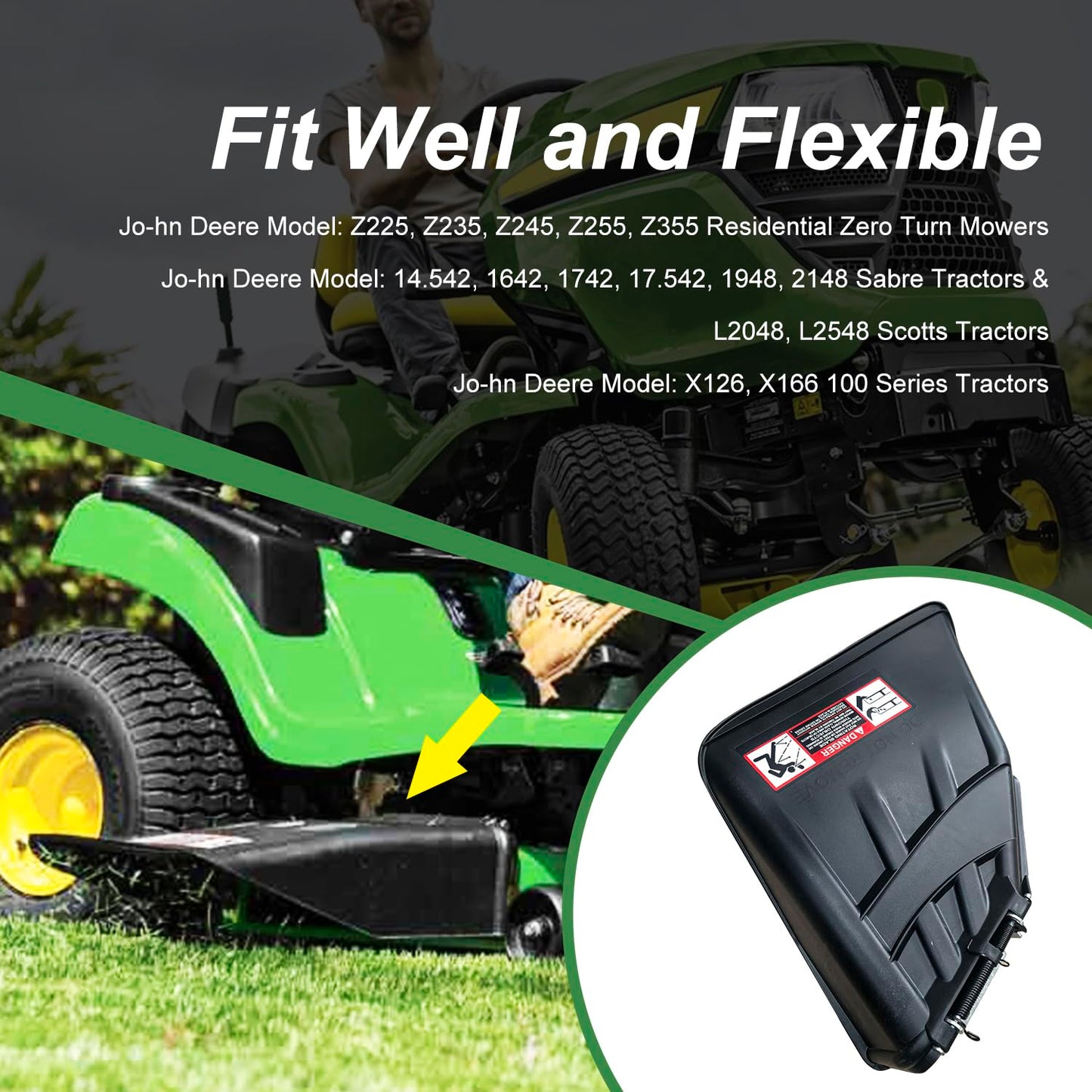 deawater Lawn Tractor Discharge Chute Kit AUC11996, Compatible with Jo-hn D-eere E100 E110 E120 E140 E150 E160 E170 D100 D105 D110 D120 LA155 Z225 Z245, 42-48 inch