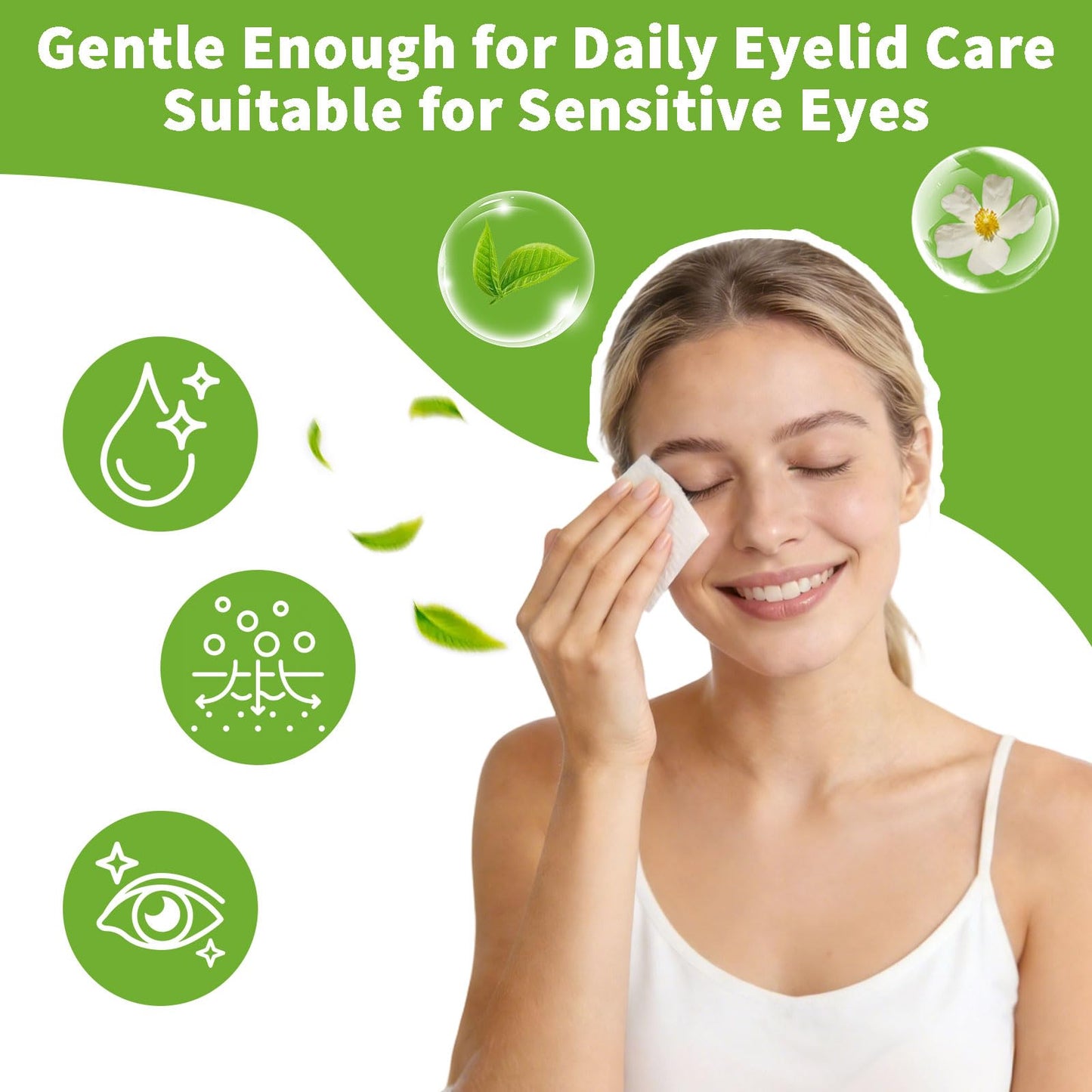 80 Pcs Tea Tree Oil Eyelid Wipes, Individually Wrapped Eye Lid Cleansing Wipes for Sensitive Eyes, Gentle Daily Eyelid Cleanser for Dry Eyes, Lash & Lid Hygiene, Alcohol-Free