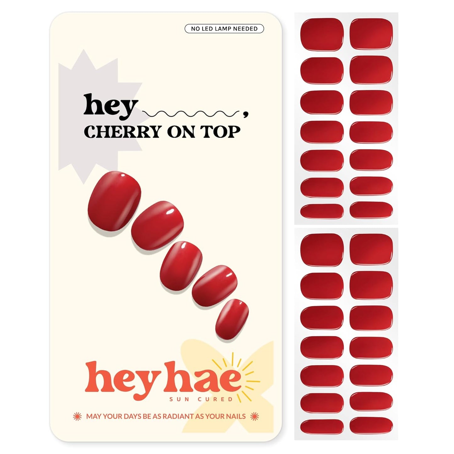 Heyhae Semi Cured Gel Nail Strips - Solid Yellow | Easy Apply, No LED Lamp Needed | 28 Strips, Prep Pads & Nail File Included