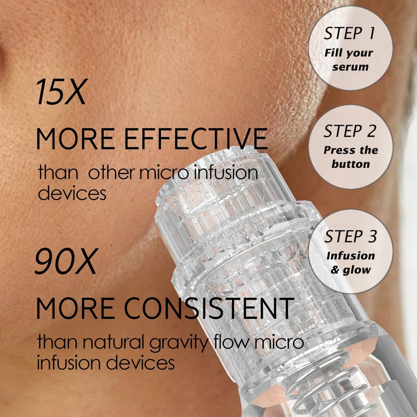 BOVRM Microneedling Derma Stamp, Micro Infusion for Face/Scalp (No Serum)