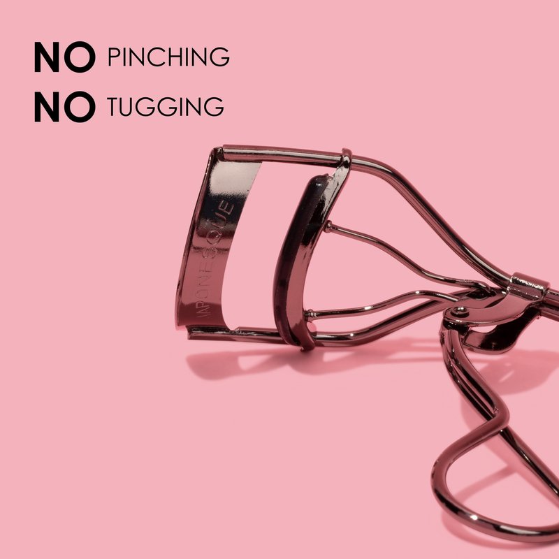JAPONESQUE Extreme Lash Curler - Scissor Comfort Handle, Deep Curl, Keeps Lashes Curled for 8 Hours, High Arch Design, for Natural or False Lashes, Includes 1 Refill Pad (Gunmetal)