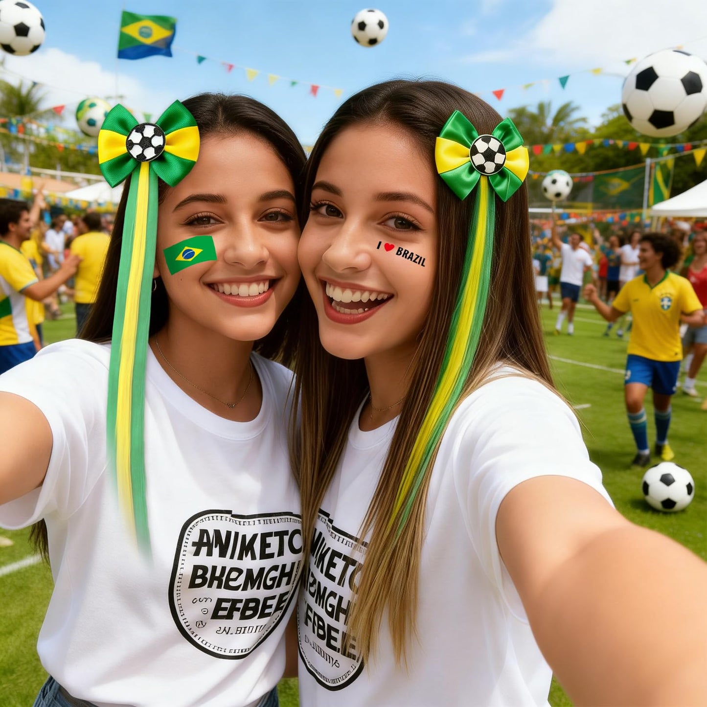 Ksheria 2026 Soccer BRAZIL Adult Supporter Kit – 7PCS National Team Fan Accessories with Wig Hair Clip, Bracelets & Patriotic Face Decals for Stadium Events & Game Day (BRAZIL)