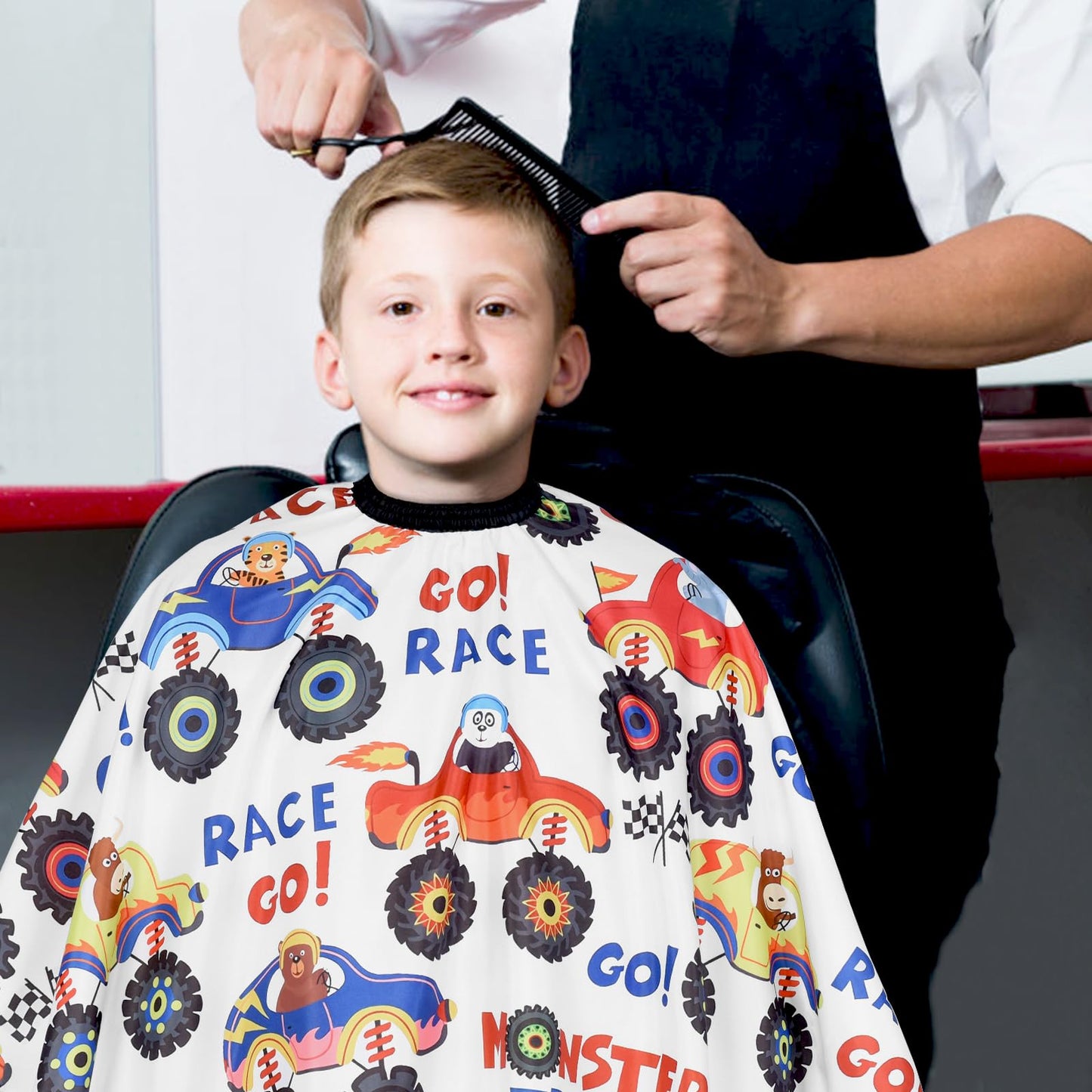 FaHaner Kids Haircut Cape Waterproof Kids Barber Capes with Adjustable Neckline Unisex Kids Hair Cutting Cape Cover Barber Apron for Hairdresser