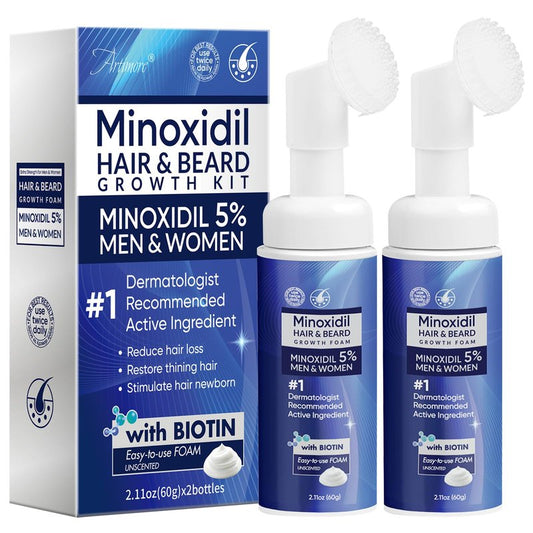 5% Minoxidil Foam for Men, Minoxidil for Men Foam, Minoxidil for Women Hair Growth with Biotin & Castor Oilfor Thicker, Fuller Hair, Fast-Absorbing Formula 120ml - 2 packs