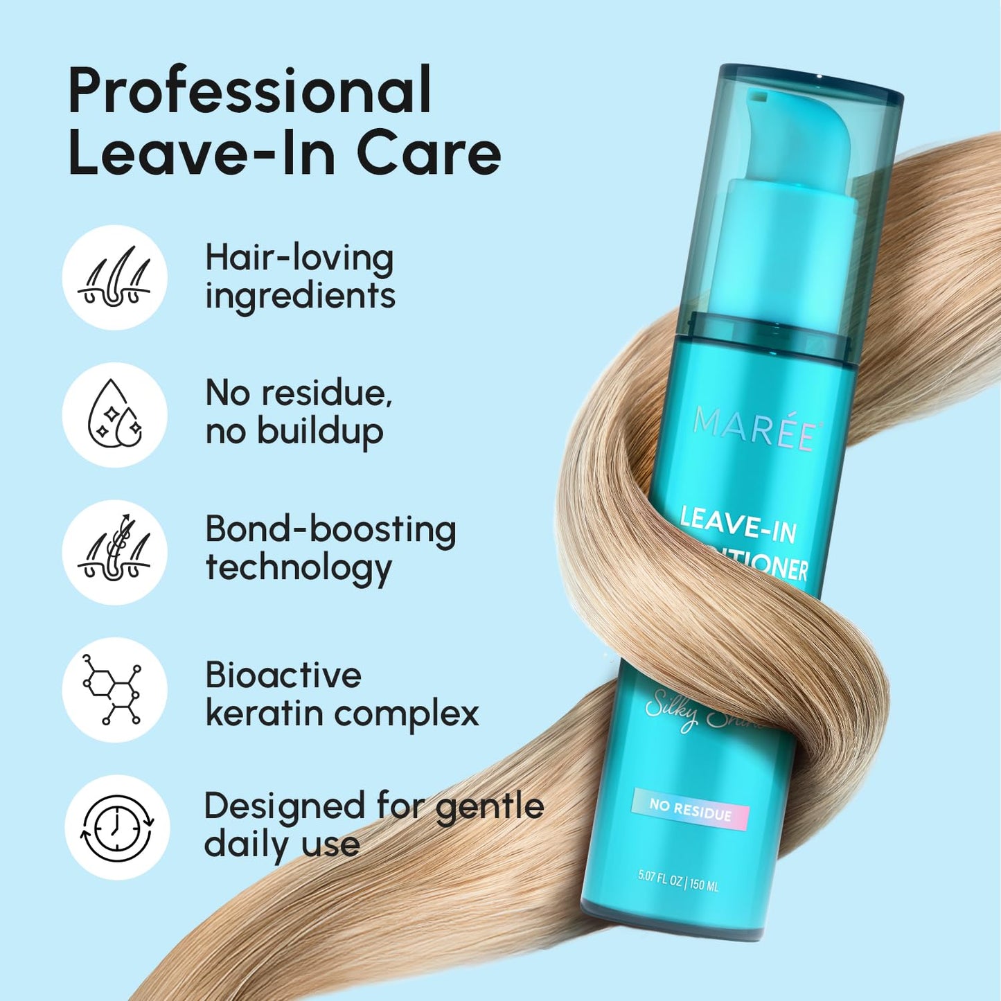Leave-In Conditioner for Dry Damaged Hair - Glossy Finish for Curly & Color-Treated Hair