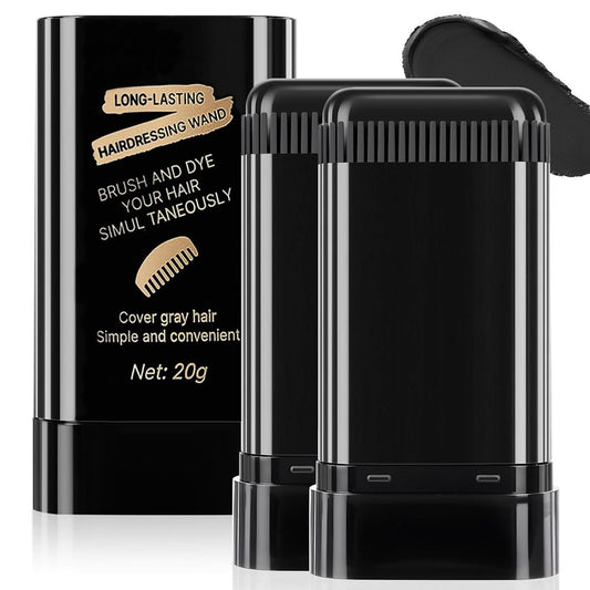 Root-Touch-Up Hair Color Stick & Comb - Instant Waterproof Black Dye for Gray Coverage | Portable 2-in-1 Cream Formula