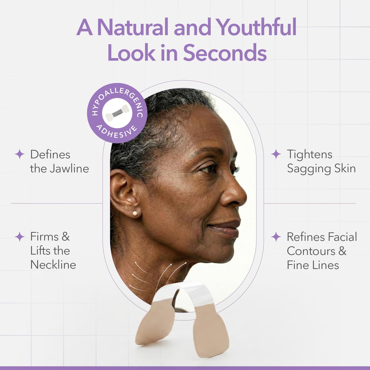NECK LESS Professional Face Lift Strips – Instant Jawline & Neck Lift Tape | Medical-Grade, Invisible, Waterproof Skin-Tightening Solution | Non-Surgical Facial Tape Kit, 10-Hour Hold (25 Strips)