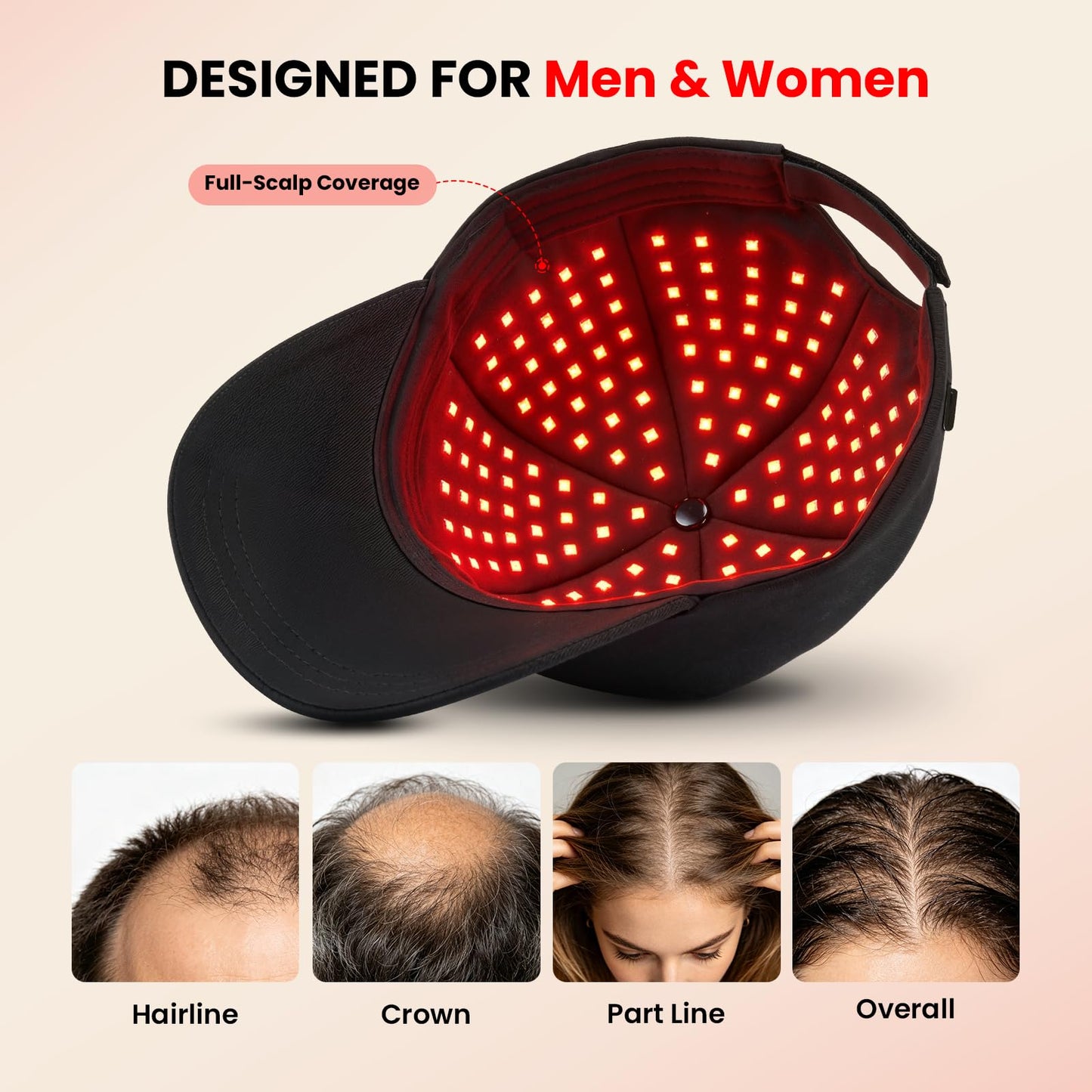 CAYAMA Red Light Hair Growth Cap, 528 Light Emitters, Full Scalp Coverage, Stable Corded Power, Consistent At-Home Sessions for Men & Women