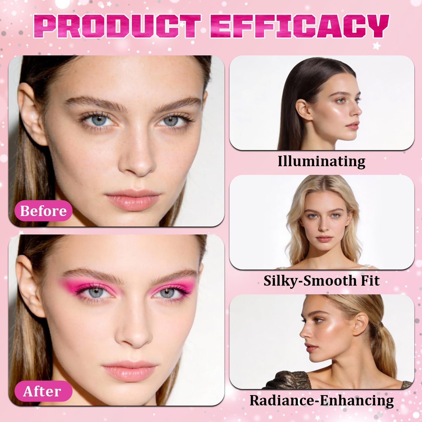 Eye & Cheek Palette with 1 Pcs Blush Brush, Multifunctional Blush Palette, Eyeshadow and Highlighter Makeup, 4-In-1 Natural Glow Contour Powder for Women