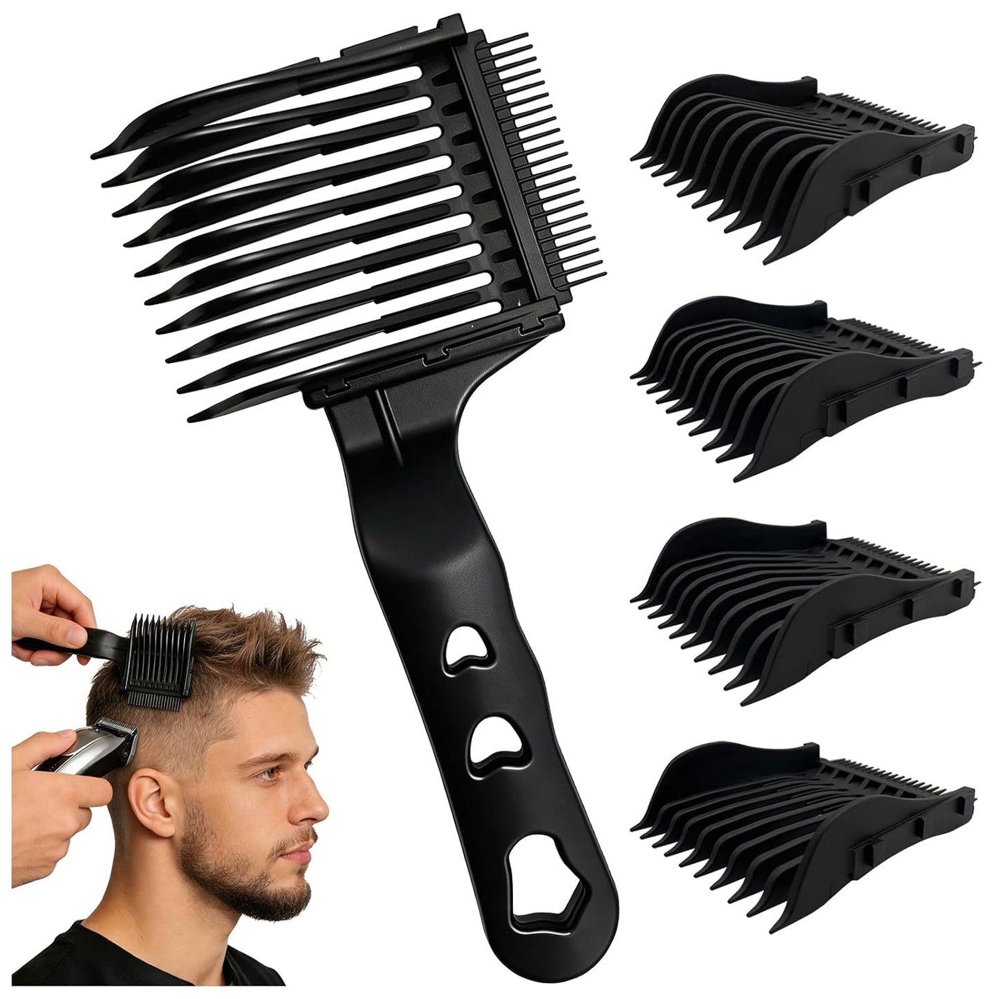 4-in-1 Detachable Fade Comb Set for Men’s Hairstyling - Compatible with Clippers & Scissors | Ideal for Home & Salon Use