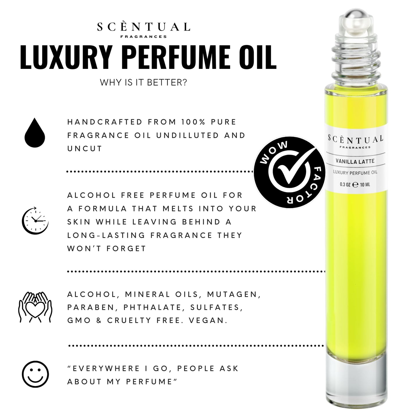 Scentual Fragrances, Luxury Perfume Oil, Ultra-Concentrated Women Roll-On Fragrance Oil, Long Lasting Rollerball Travel Mini Perfume, Vegan, Alcohol & Cruelty Free 10ml (Strawberry Clouds)