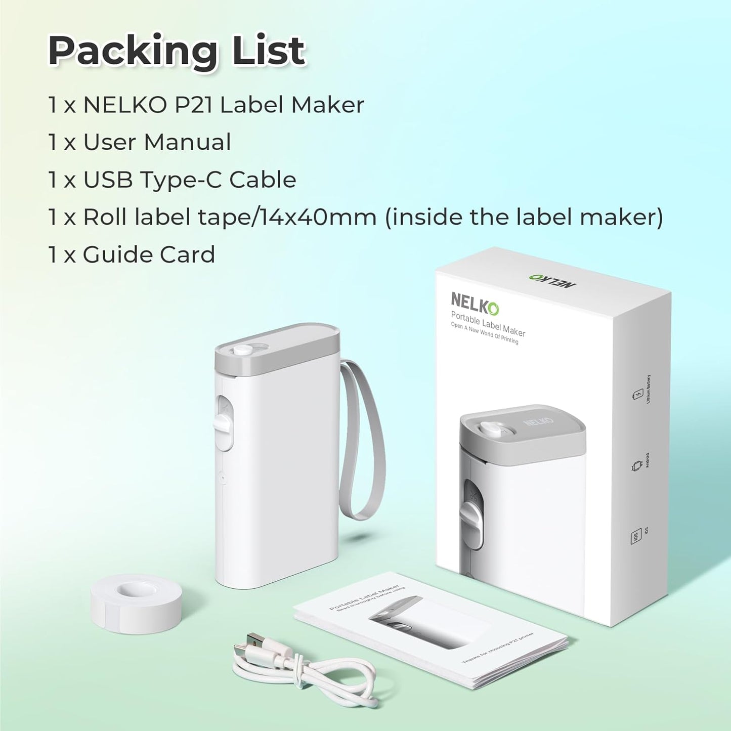 Bluetooth Label Maker - Wireless Mini Printer for Home & Office - Multiple Templates | White