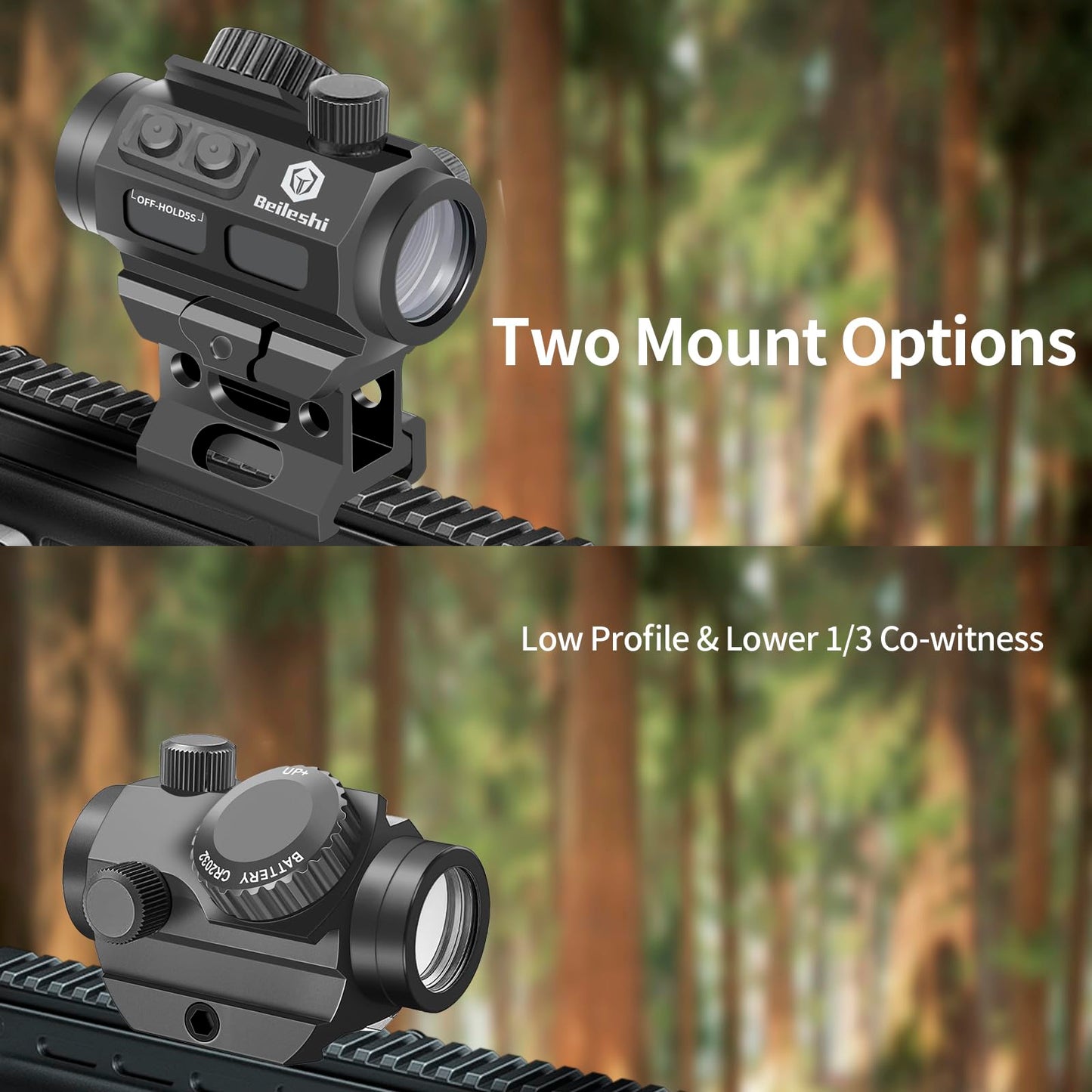 Beileshi Red Dot Sight, 4 MOA Compact Red Dot Gun Sight Waterproof & Shockproof & Fog-Proof Rifle Scope with 1 inch Riser Mount, Upgrade M1KS