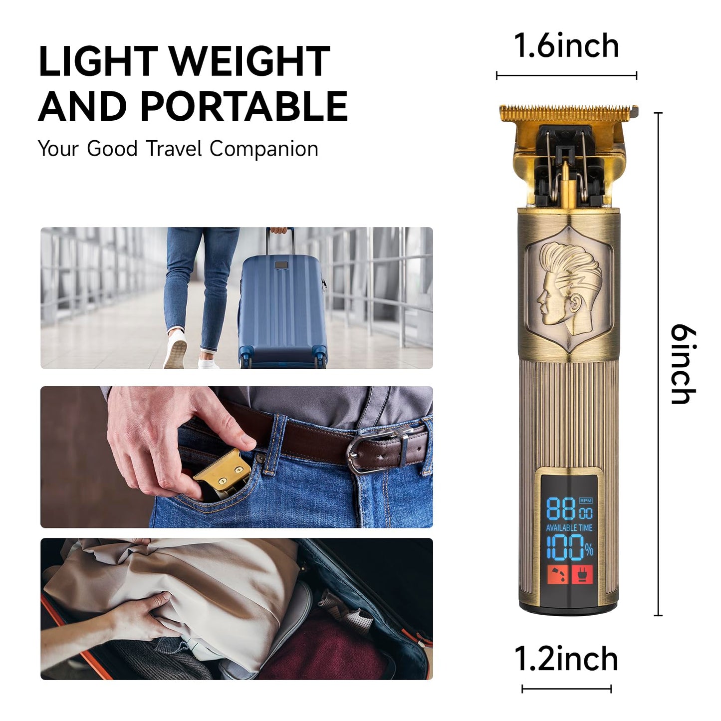 Ciada Hair Clippers for Men Professional Hair Trimmer Barbers Beard Trimmer Shaver Razor T Blade Liner Trimmer Hair Grooming Cutting Kit at Home Cordless Rechargeable Zero Gapped Edgers Gifts for Men