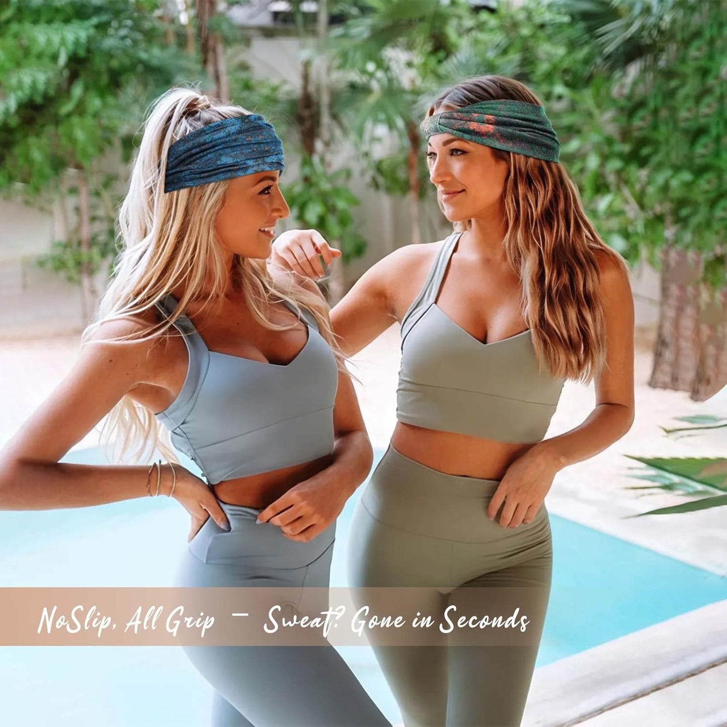 Wide Headbands for Women - No Slip Knotted Turban Hair Accessories | Dark Green Boho Style
