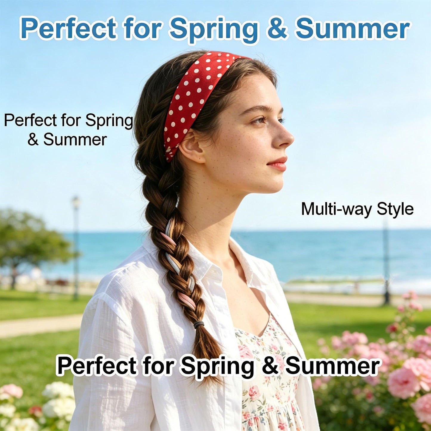 HOLAILS Polka Dot Headbands for Women, Cute Polka Dot Hair Bands for Women's Hair Fashion: 8Pcs Soft Stretchy Hair Hoops, Head Wraps to Cover Hairline Hide Roots, Retro Hair Accessories 6x23cm