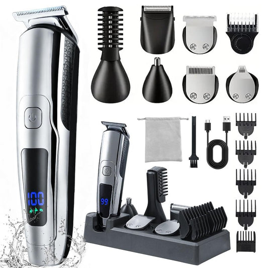Beard Trimmer for Men, 20 Length Settings, 14-in-1 Cordless Grooming Kit, Waterproof Electric Razor for Men, Hair Trimmer, Nose Hair Trimmer, Cordless Hair Clippers with Travel Bag for Blade Storage