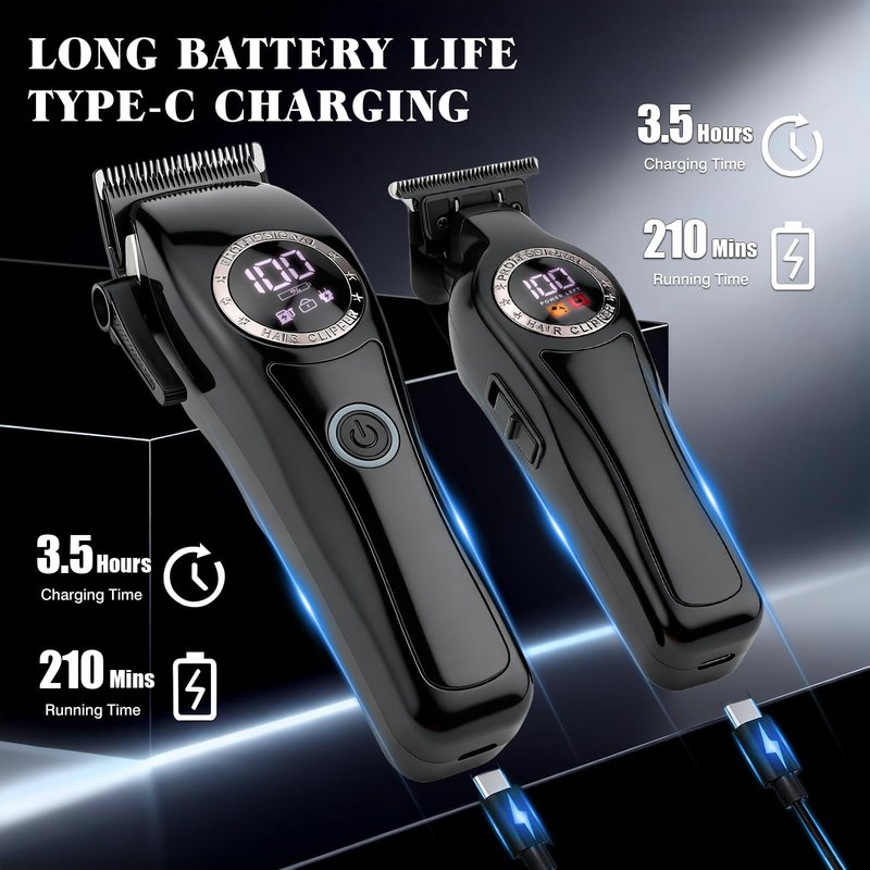 Lanumi Hair Clipper for Men Professional Clipper and Trimmer Set Rechargeable Barber Clippers Cordless Haircut Grooming Kit with LED Display Gift for Men
