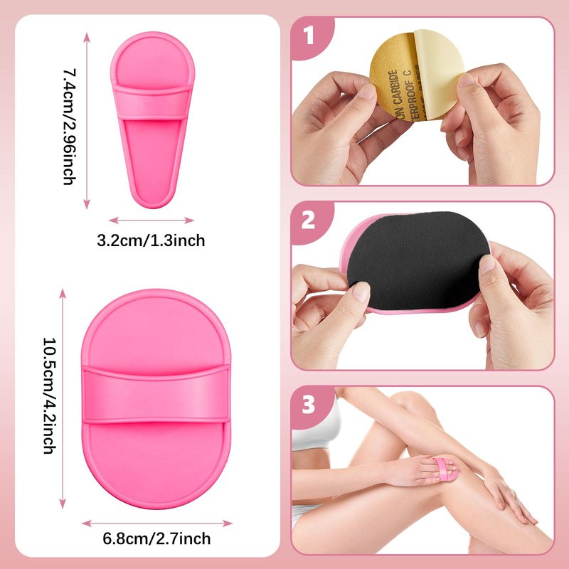 102 Piece Smooth Away Exfoliation Kit for Women and Girls - Smooth Legs and Facial Hair Removal Pads in 2 Sizes, 100 Pieces Fine Black Sandpaper for Lips and Skin
