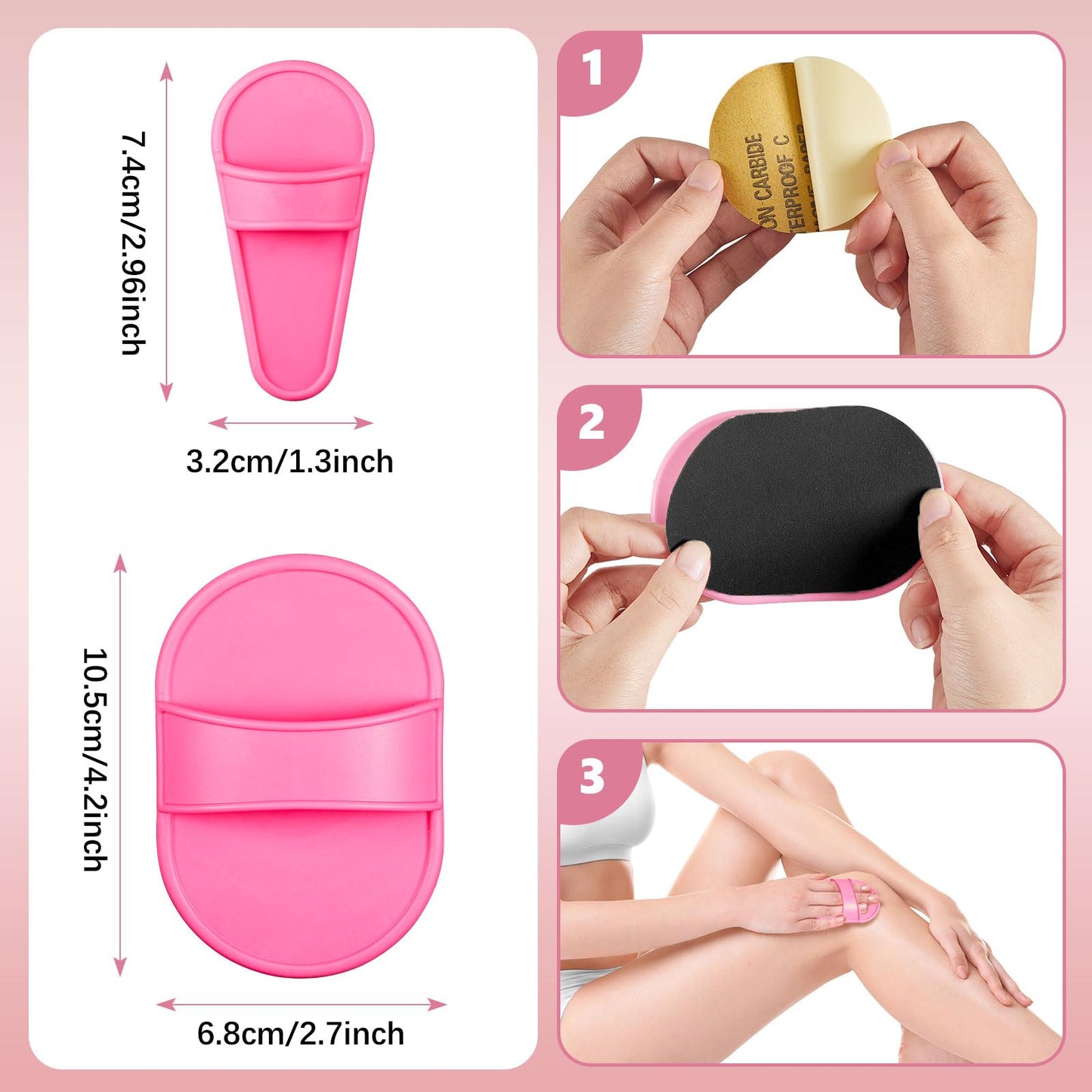 Chengu 202 Pcs Hair Removal Pad Sets Smooth Away Hair Removal Kit 2 Sizes Skin Pad and 200 Pcs Exfoliation Fine Sandpaper for Women Skin Care