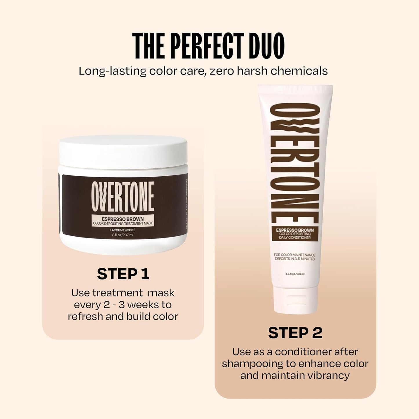 Overtone Espresso Brown Semi-Permanent Hair Color Conditioner - Nourishing Color Depositing Mask with Shea Butter & Coconut Oil | 8 oz, Vegan & Cruelty-Free