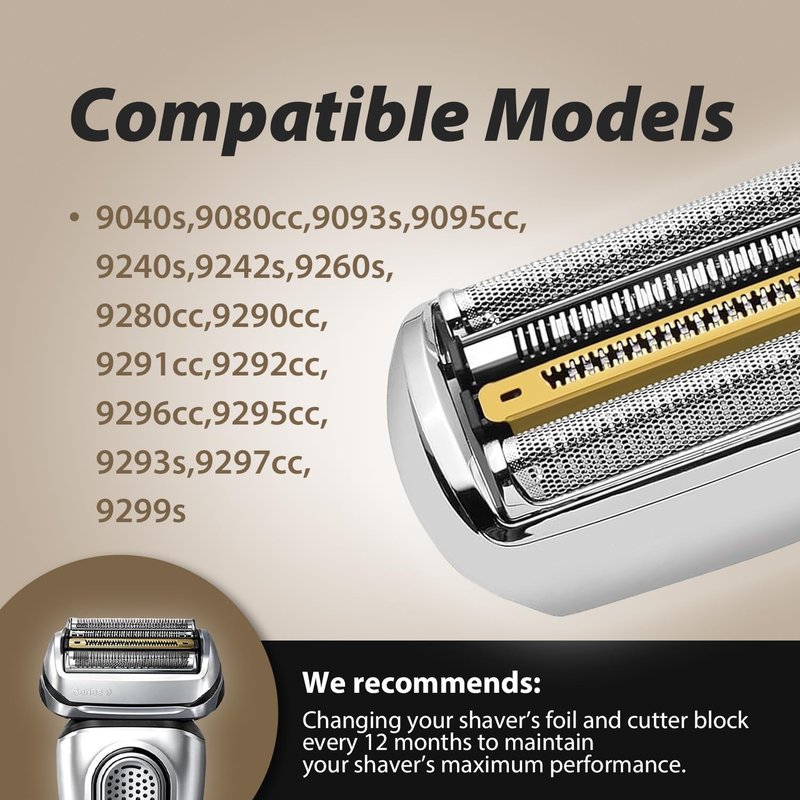 92S Series 9 Electric Shaver Replacement Head Compatible with S9 Foil & Cutter Razor Heads, Applicable for S9 9290cc, 9291cc, 9385cc, 9330s, 9370cc, 9330s, 9293s, 9296cc.New and old packaging