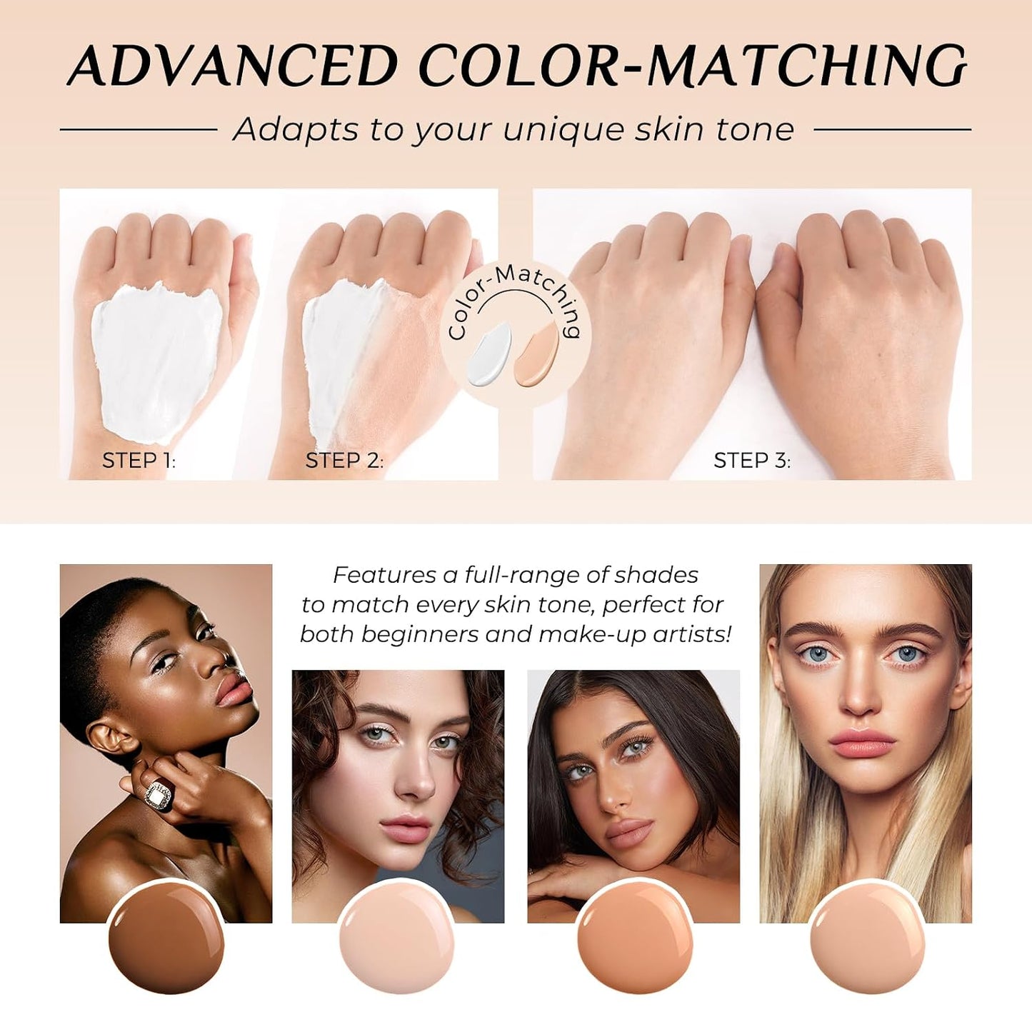 Foundation 4 in 1 Medium Spectrum - Hydrating Color Changing Formula with SPF 50 | 1.05 Fl Oz