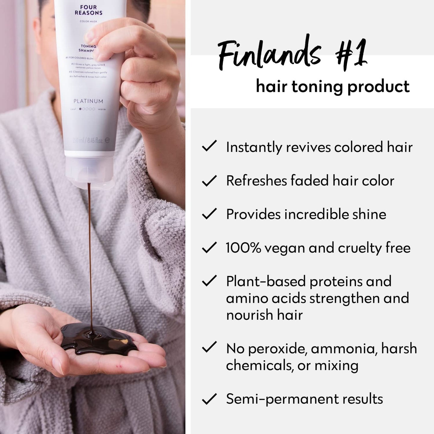 Platinum Hair Color Shampoo - Blonde Toner & Color Depositing Formula | Sulfate-Free, Vegan - 8.45 Fl Oz