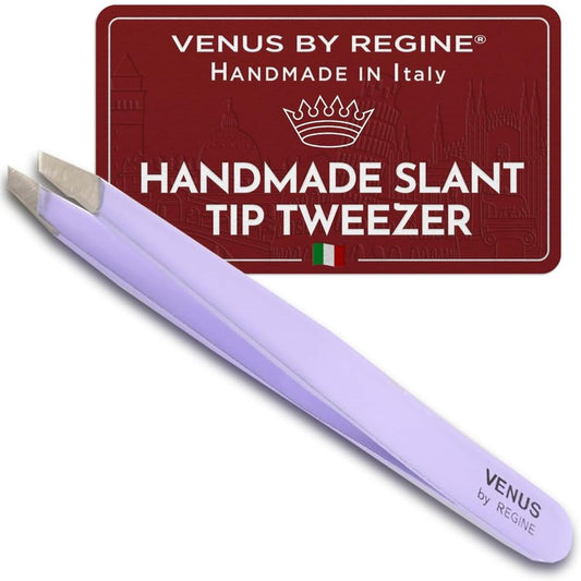 Venus by Regine Slant Tweezers - Handmade Precision Tool for Women & Men, 25-Degree Angle for Shaping Eyebrows & Grooming Facial Contours, Suitable for Eyebrow & Facial Hair Removal (Lavender)