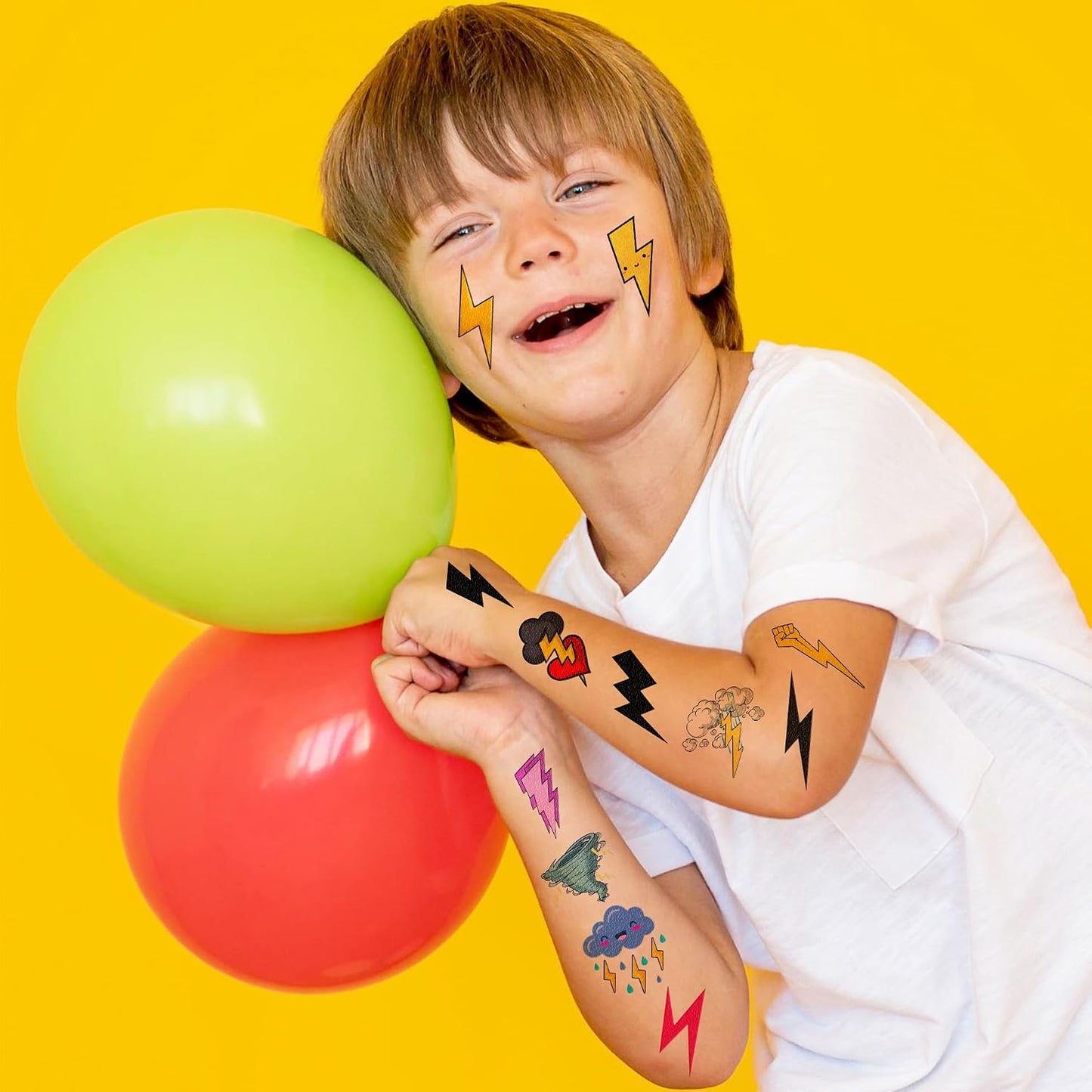 Lightning Bolt Temporary Tattoos - 96PCS Weather-Themed Stickers | Cute Waterproof Body Art for Kids