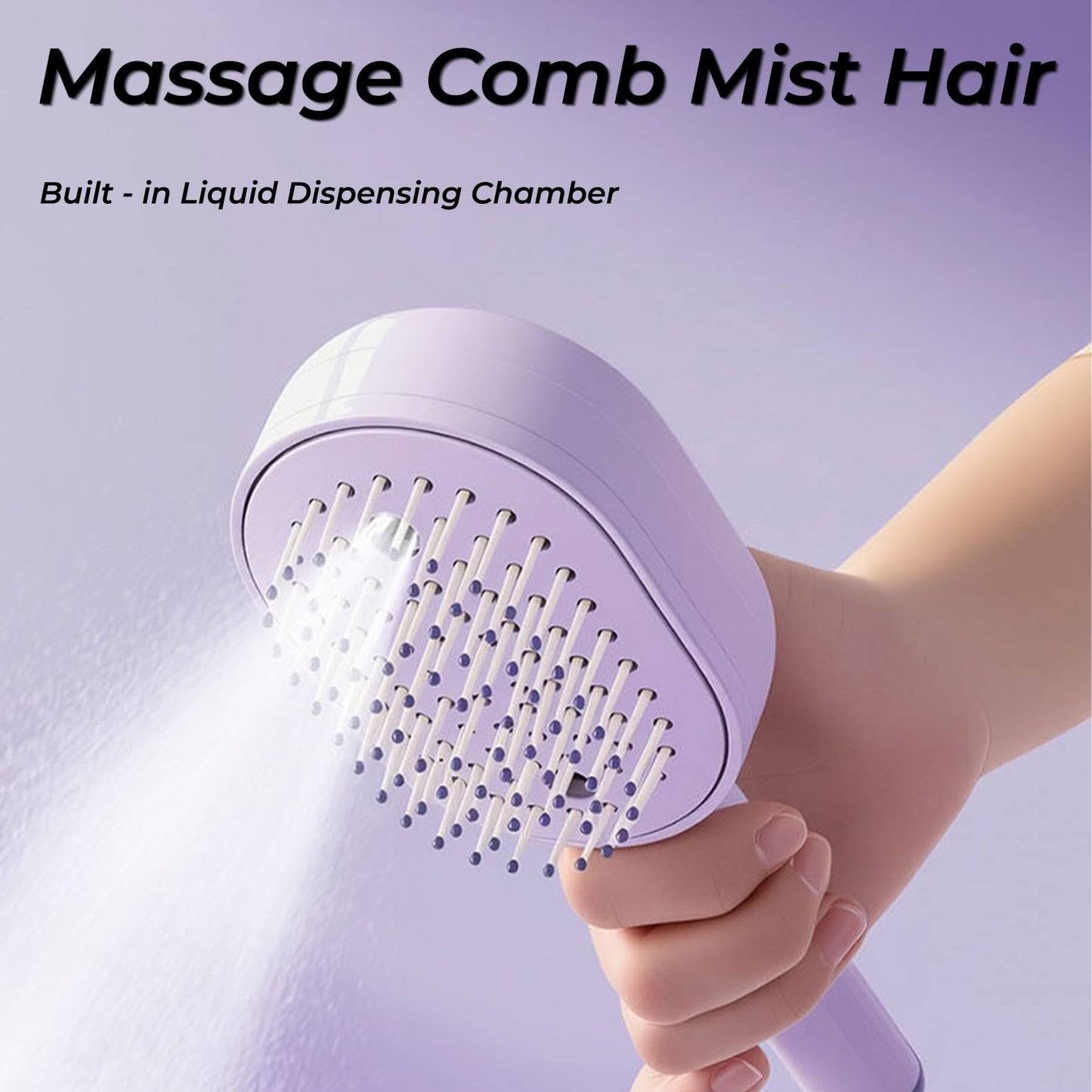 Electric Spray Air Cushion Massage Comb, 3-in-1 Rechargeable Self-Cleaning Hair Brush with Water Spray, Anti-Static Detangling Electric Scalp Massager, Frizzy Hair & Aromatherapy Scalp Care