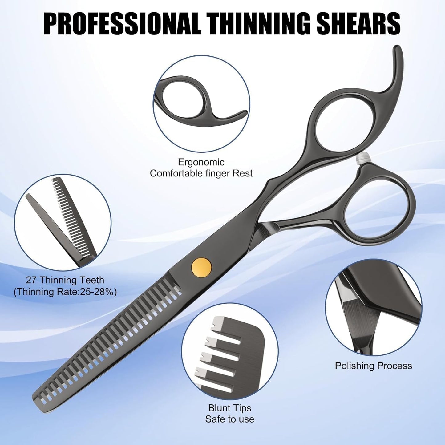 Professional Hair Cutting Scissors Set - Stainless Steel Shears & Thinning Scissors for Men, Women, Kids | Salon & Home Use