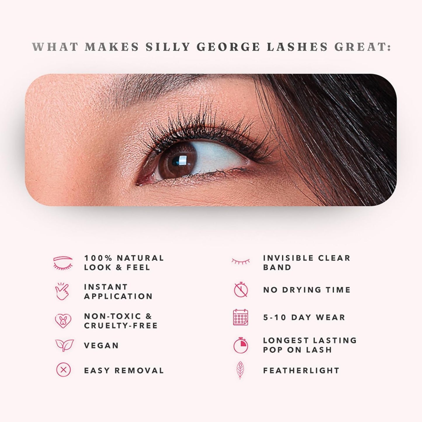 Silly George Pop-On Lashes - DIY Pre-Glued Faux Eyelash Clusters for Natural Look | Bloom, 5-7 Pairs, 60 Clusters