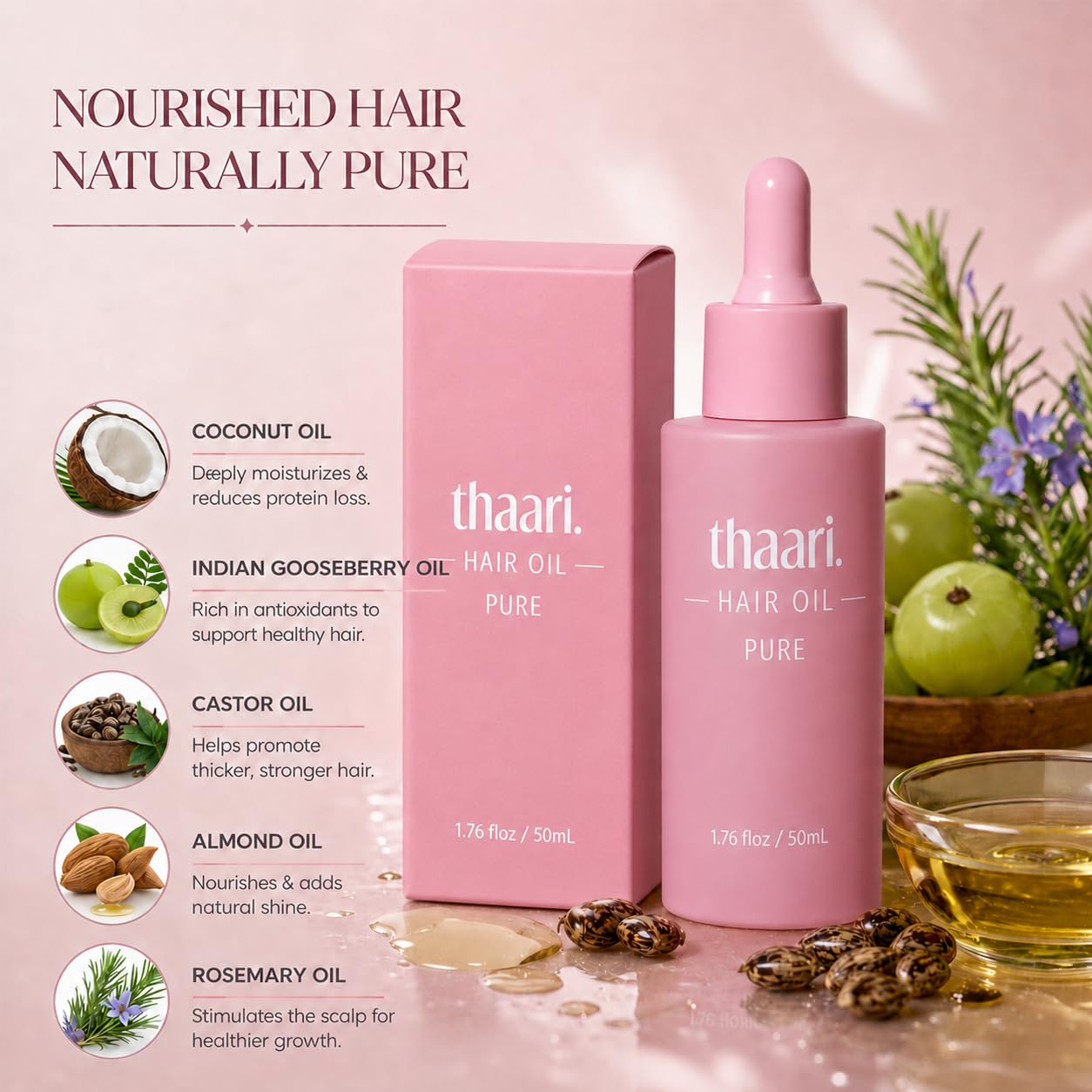 Nourishing Hair Growth Oil Serum - Reduces Breakage & Promotes Healthy Hair | 1.76 fl oz (50 ml)