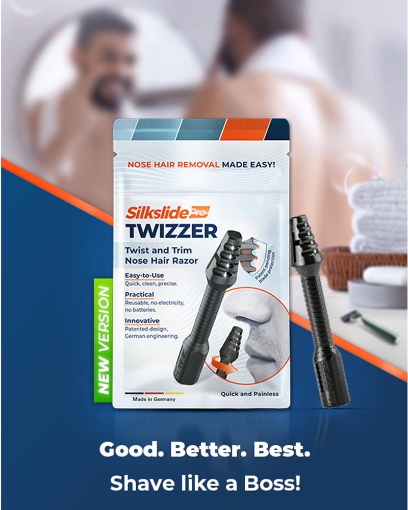 Silkslide TWIZZER, Nose Hair and Ear Hair Trimmer for Men and Women, Twist and Trim Nasal Hair Removal, German Blades, Patented Design, No Electricty or Batteries