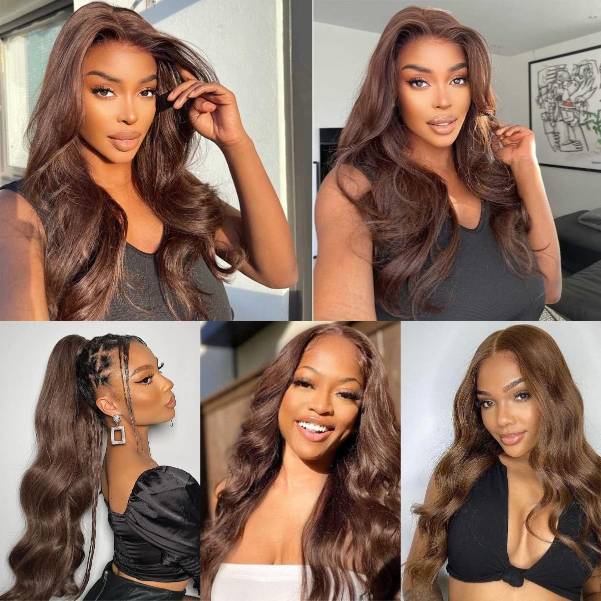#4 Brown Clip in Hair Extensions Real Human Hair,18 Inch 120g/7Pcs,Full Shine Dark Brown Remy Human Hair,Chocolate Brown Body Wave Clip ins Brazilian Hair Extensions