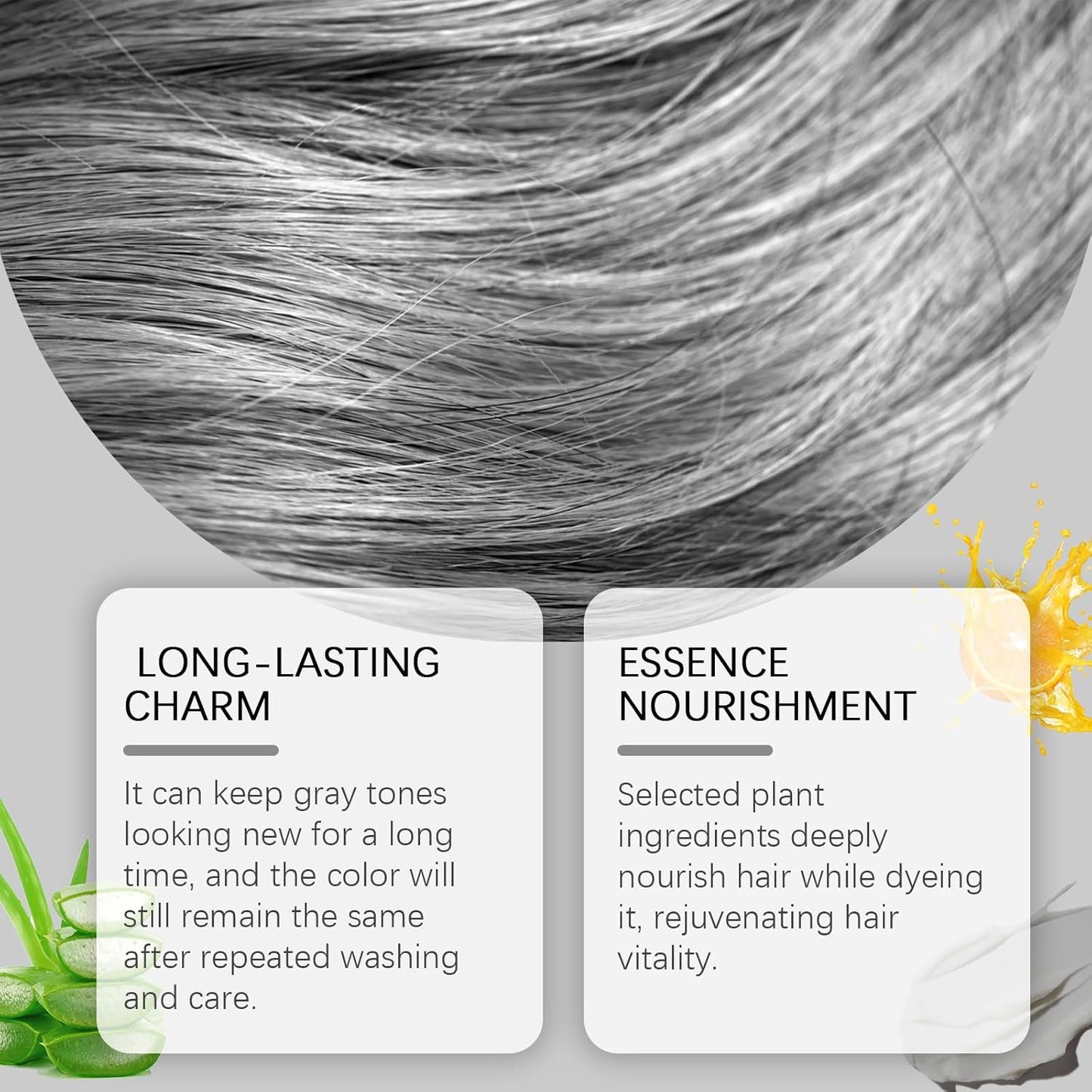 Silver Hair Dye - 2-in-1 Nourishing Hair Color with Natural Essence | 3.53 Fl Oz, 2 Pack